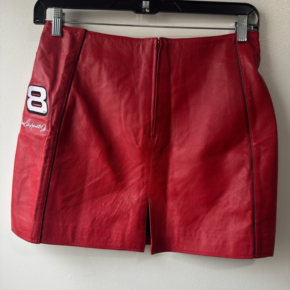 Chase Authentics Leather Red Mini Pencil Skirt